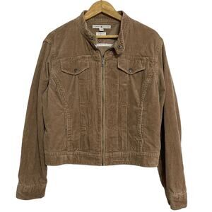Vintage Y2K Tommy Hilfiger Corduroy Moto Jacket Tan Size XL